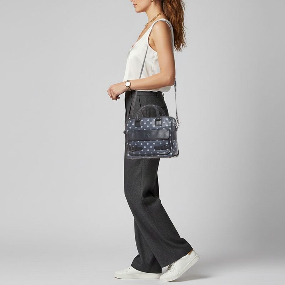 Loewe Polka Dot Cruz Navy Blue/white Leather Satchel - Picture 2 of 7